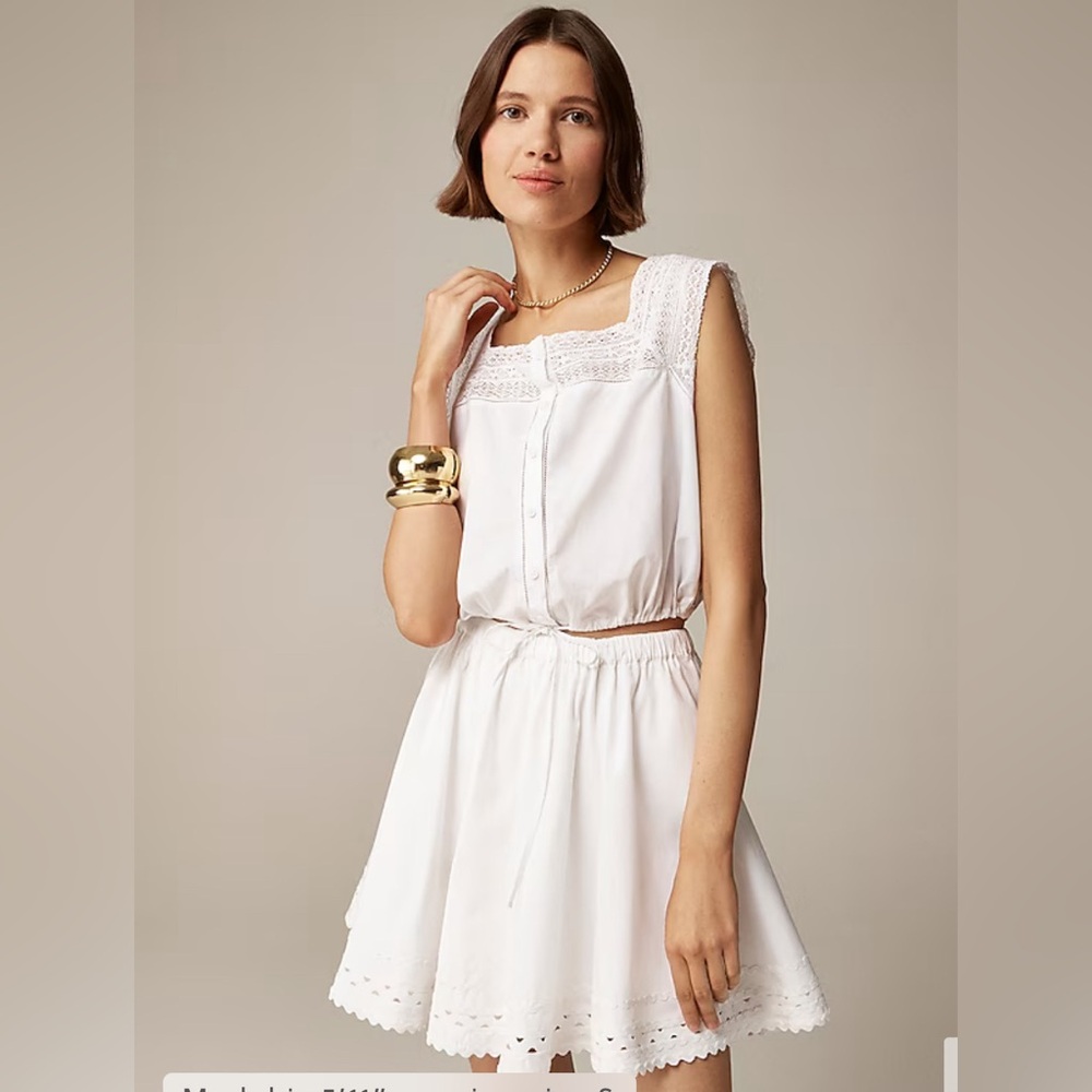 NWT J.Crew Size XXL Women’s White Lace-trim cropped top